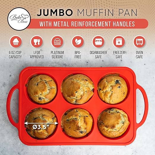 6-Cup Silicone Muffin Pan | Food-Grade, Easy Release, Oven & Microwave Safe - Image 1