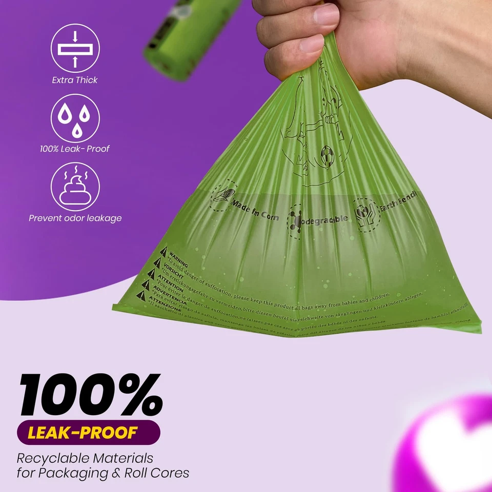 Degradable Poop Bags 15 Rolls x 15 Bags | Thick, Unscented, with Dispenser - Image 1