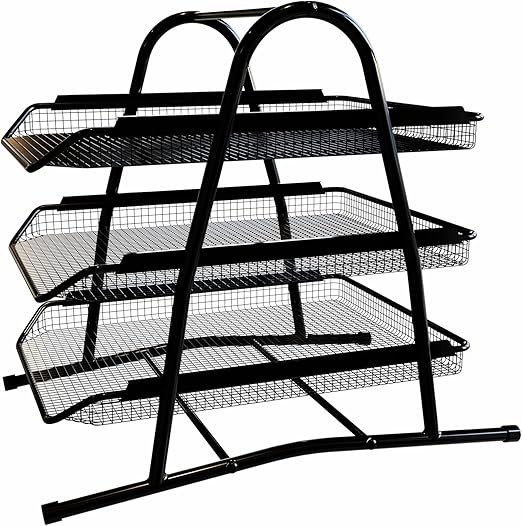 Stackable Desk File Rack & Pen Holder Set | Hollow Design, Sturdy Anti-Tip - Image 1