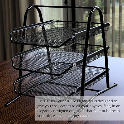 Stackable Desk File Rack & Pen Holder Set | Hollow Design, Sturdy Anti-Tip - Image 1