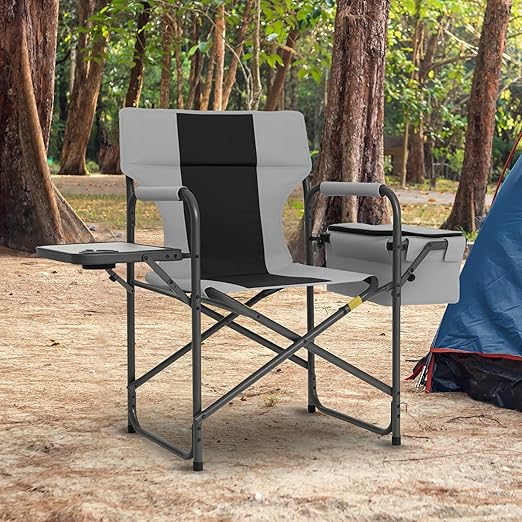 Premium Folding Camping Chair | Thickened Steel Frame, High Back with Pillow, Side Table - Image 1
