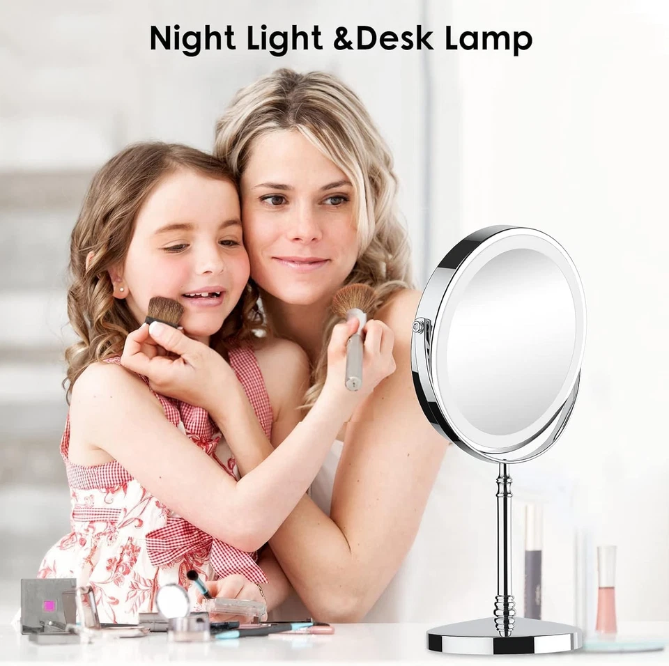 Portable LED Lighted Makeup Mirror Dry Battery Model | 3 Color Temperatures, No Built-in Lithium Battery - Image 1