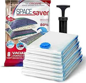 Vacuum Storage Bags Medium 4-Pack | Manual Air Removal, Pump NOT Included, Double Zipper Seal