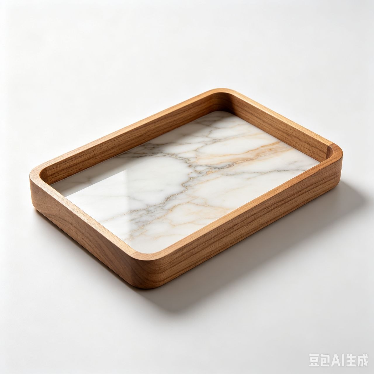 Luxury Marble Pattern Wooden Tray Set Decorative Entryway Coffee Table Storage Plate - Image 1