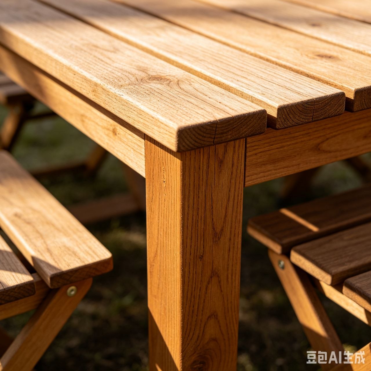 Portable Folding Solid Wood Camping Table and Chairs Set Outdoor Patio Furniture - Image 1