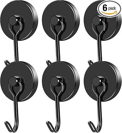 Magnetic & Adhesive Hook Combo 8-Pack | No Drilling, Holds 5kg
